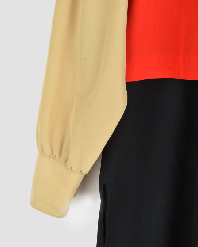 Vintage-Bluse – Colorblock | Rot