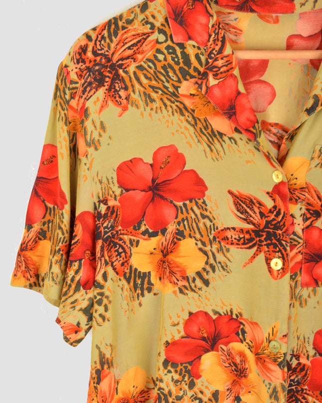Vintage-Bluse – Hibiskus