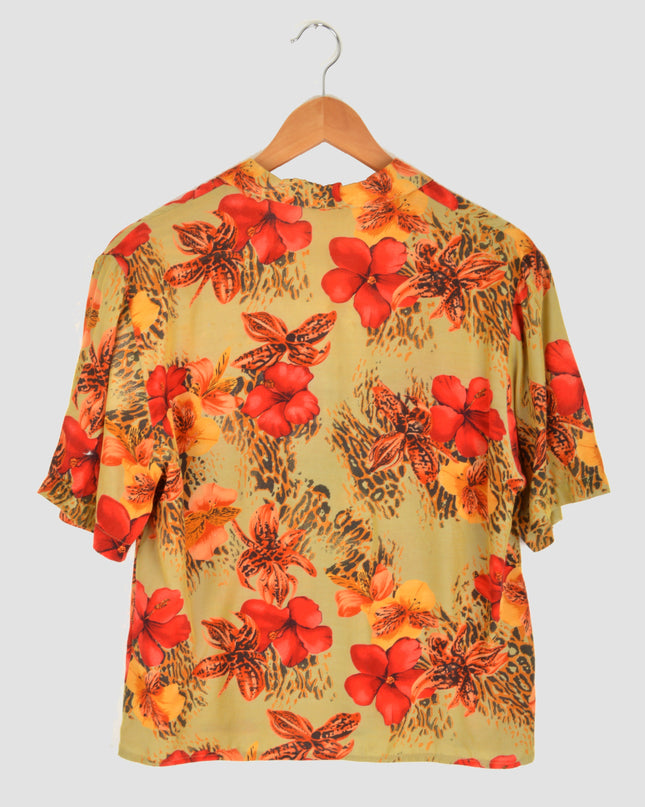 Vintage-Bluse – Hibiskus