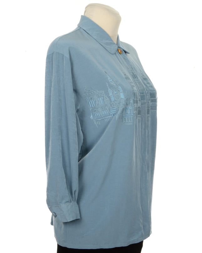 Vintage-Bluse – Stadtlandschaft