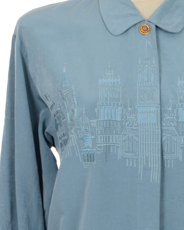 Vintage-Bluse – Stadtlandschaft