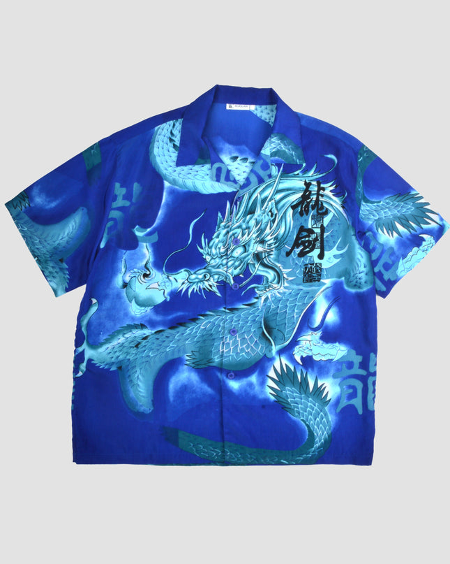 Vintage-Hemd – Blauer Drache | Einzigartige Festtagsmode