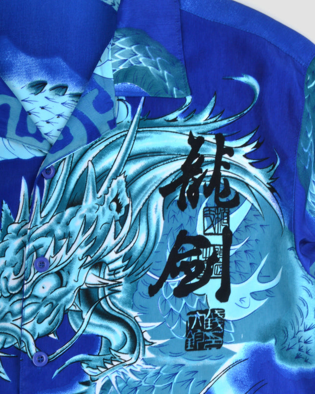 Vintage-Hemd – Blauer Drache | Einzigartige Festtagsmode