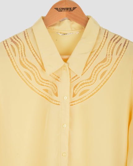 Vintage Blouse - Sheer Neckline | Yellow | Christmas Pajamas for All
