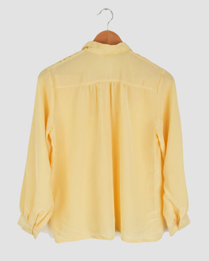 Vintage Blouse - Sheer Neckline | Yellow | Christmas Pajamas for All