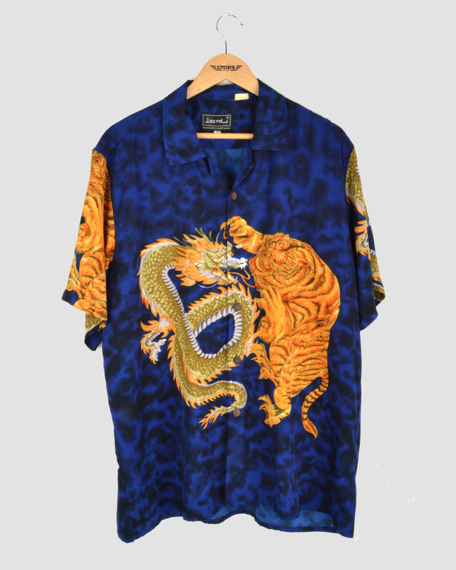 Vintage-Shirt – Tiger- und Drachenmotiv