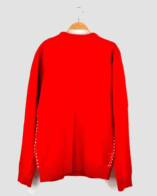 Vintage-Weihnachtspullover – Skifahrer im Spiegel