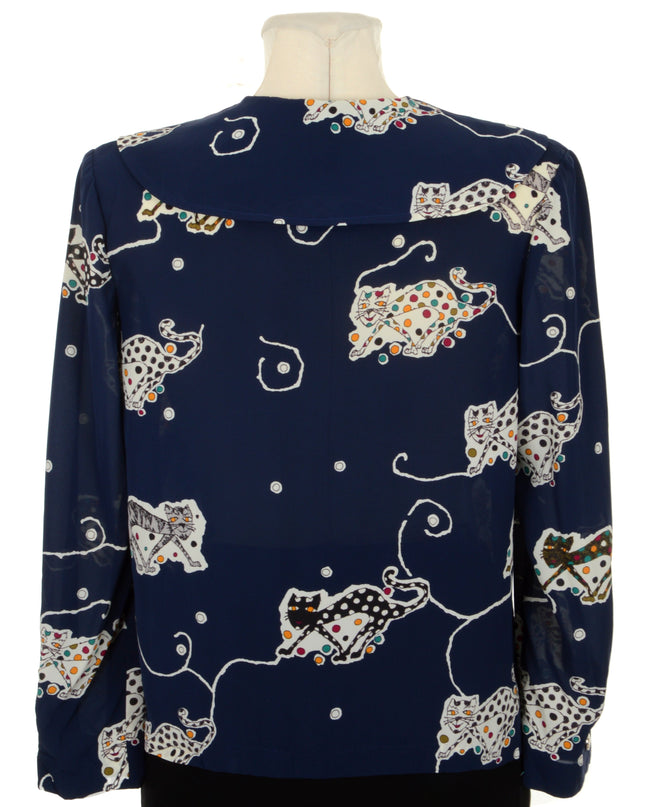 Vintage-Bluse – Katzenmotiv