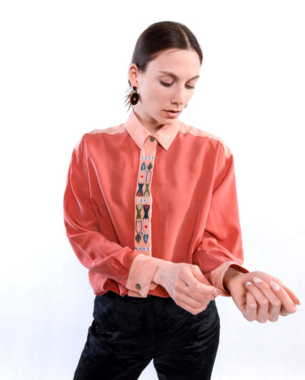 Vintage-Bluse - bestickt