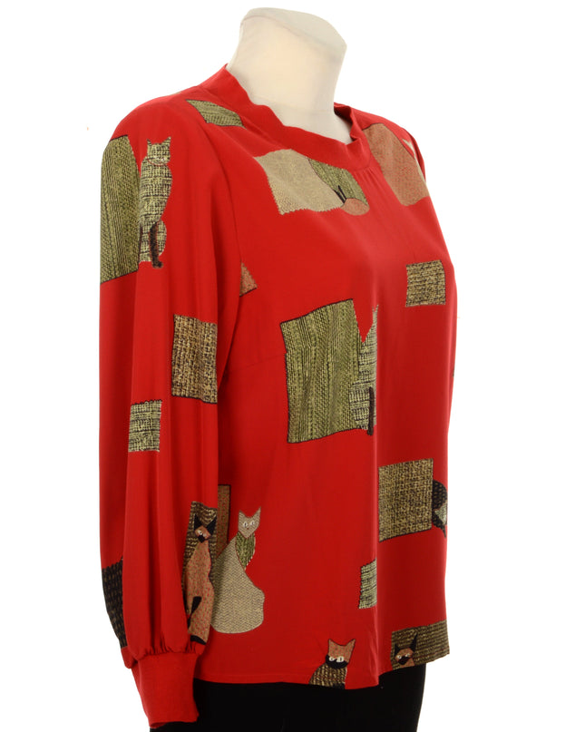 Vintage-Bluse – Katzen