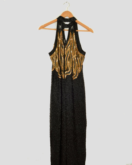 Vintage Maxi Dress - Beaded | Black | Christmas Sweaters