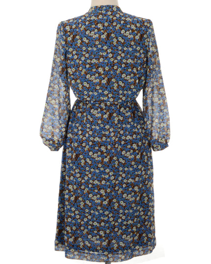 Vintage-Kleid – Blaues Blumenmuster