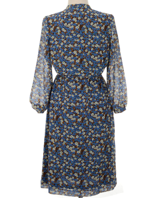 Vintage-Kleid – Blaues Blumenmuster