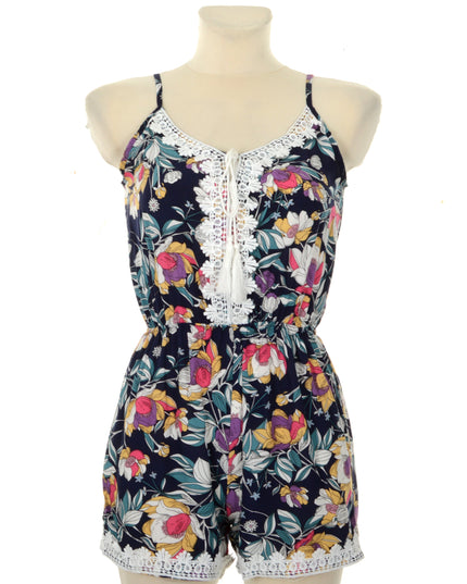 Geblümter Strampler - Blau