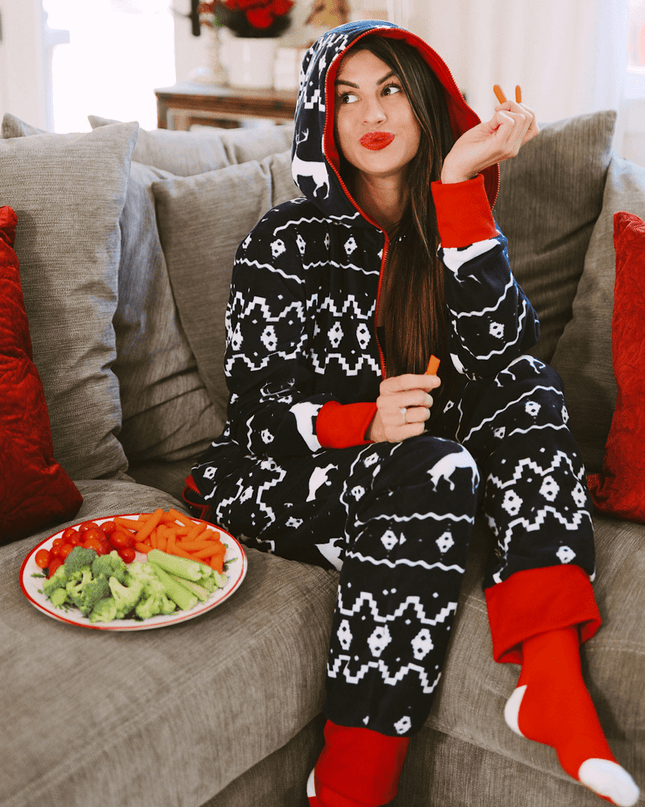 Women's Blue Reindeer Jumpsuit