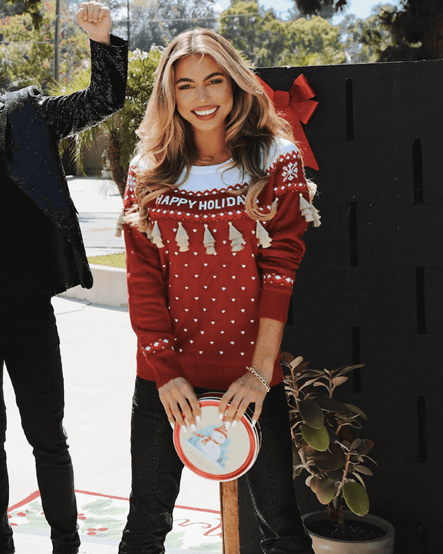 Women's Happy Holidays Tassel Ugly Christmas Sweater