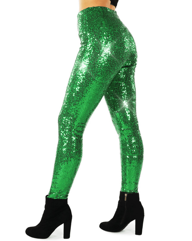 Green Sequin High Waisted Leggings
