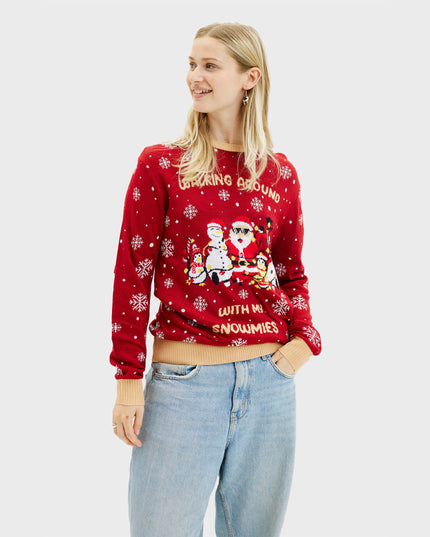 „Walking Around With My Snowmies“-Pullover für Damen