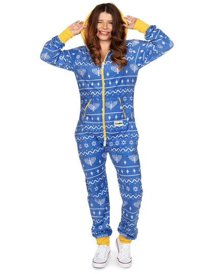 Women's Blue Hanukkah Jumpsuit