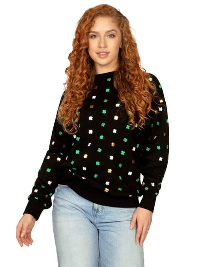Women's Metallic Clover Crewneck Sweatshirt