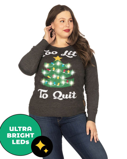 Women's Too Lit Light Up Plus Size Ugly Christmas Sweater