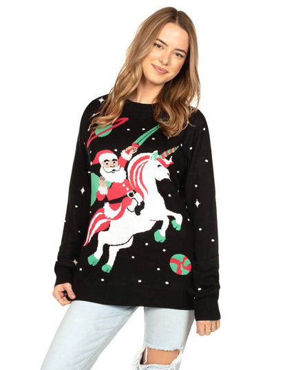 Women's Santa Unicorn Oversized Christmas Sweater