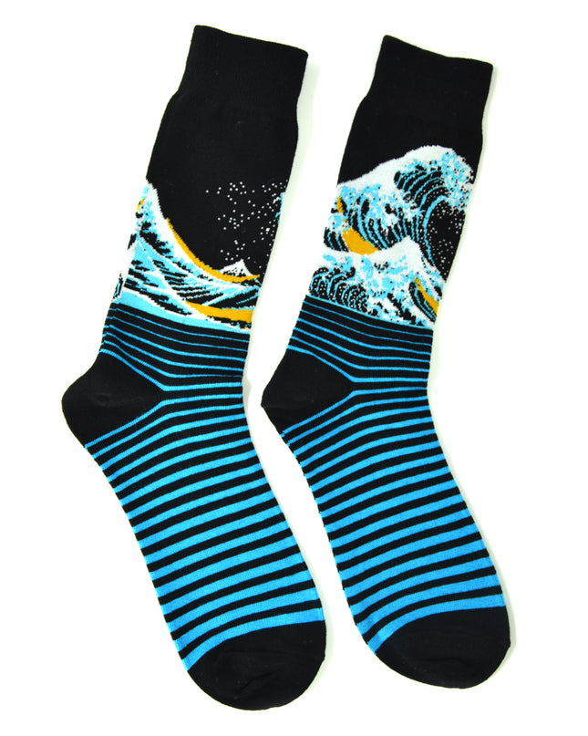 Gestreifte Hokusai-Socken – lustig und künstlerisch